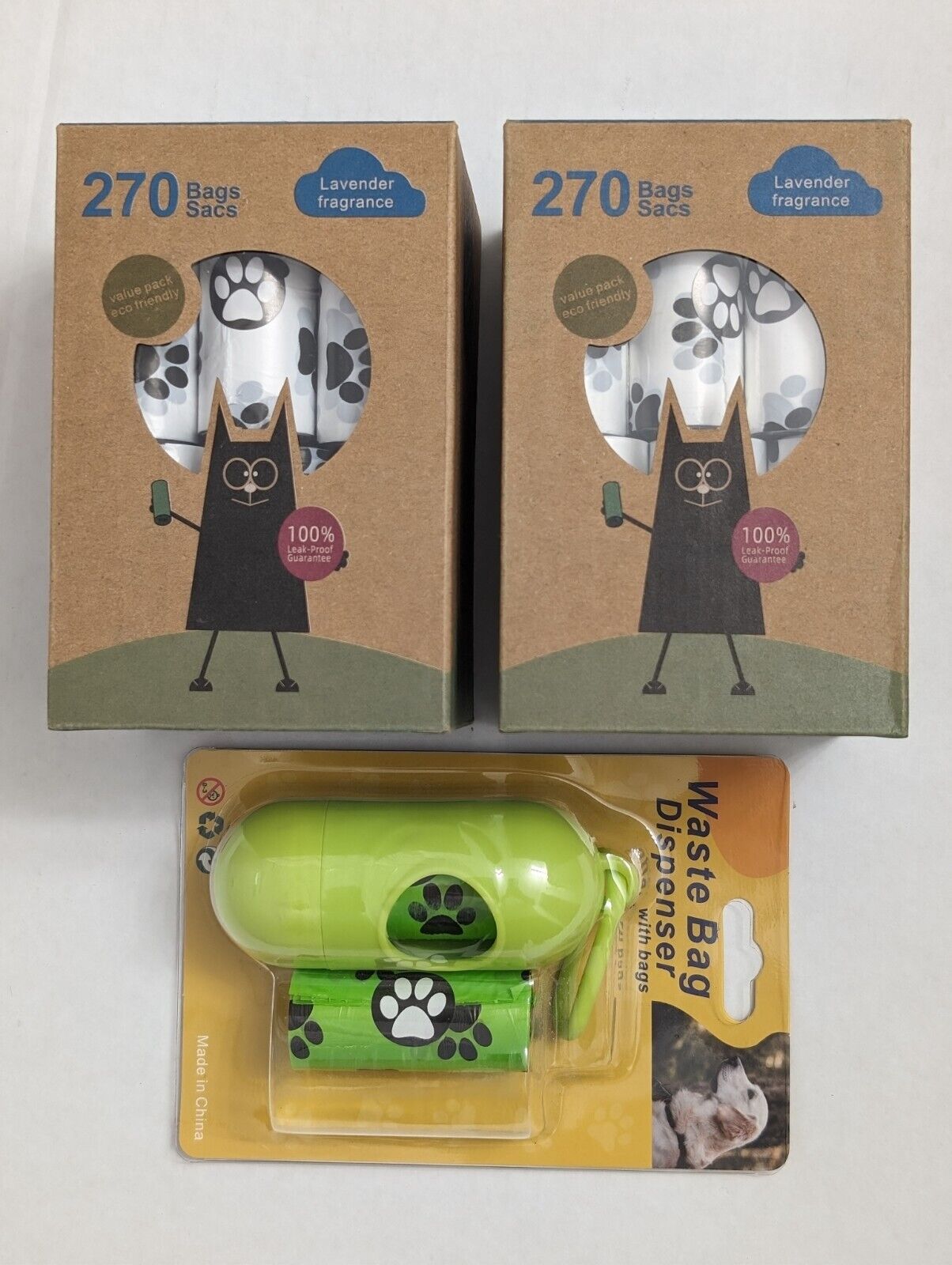 300-570ct Scented White Bags + Dispenser, 20-38 Rolls of Doggie Poop Waste Bags
