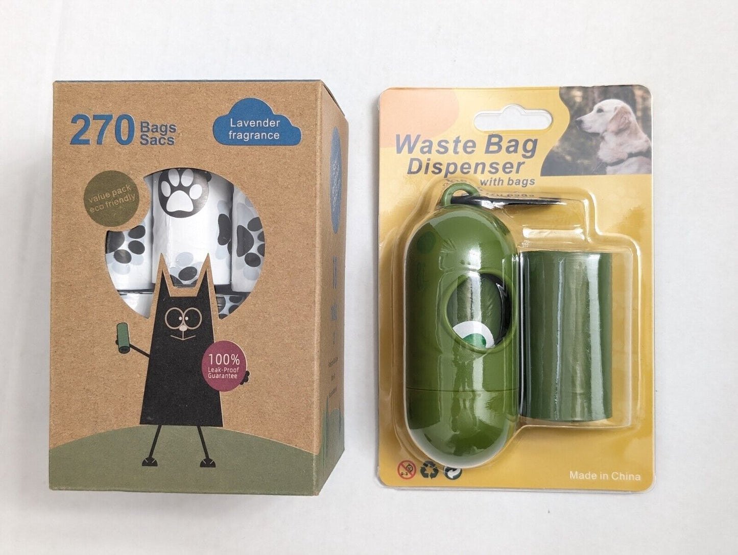 300-570ct Scented White Bags + Dispenser, 20-38 Rolls of Doggie Poop Waste Bags