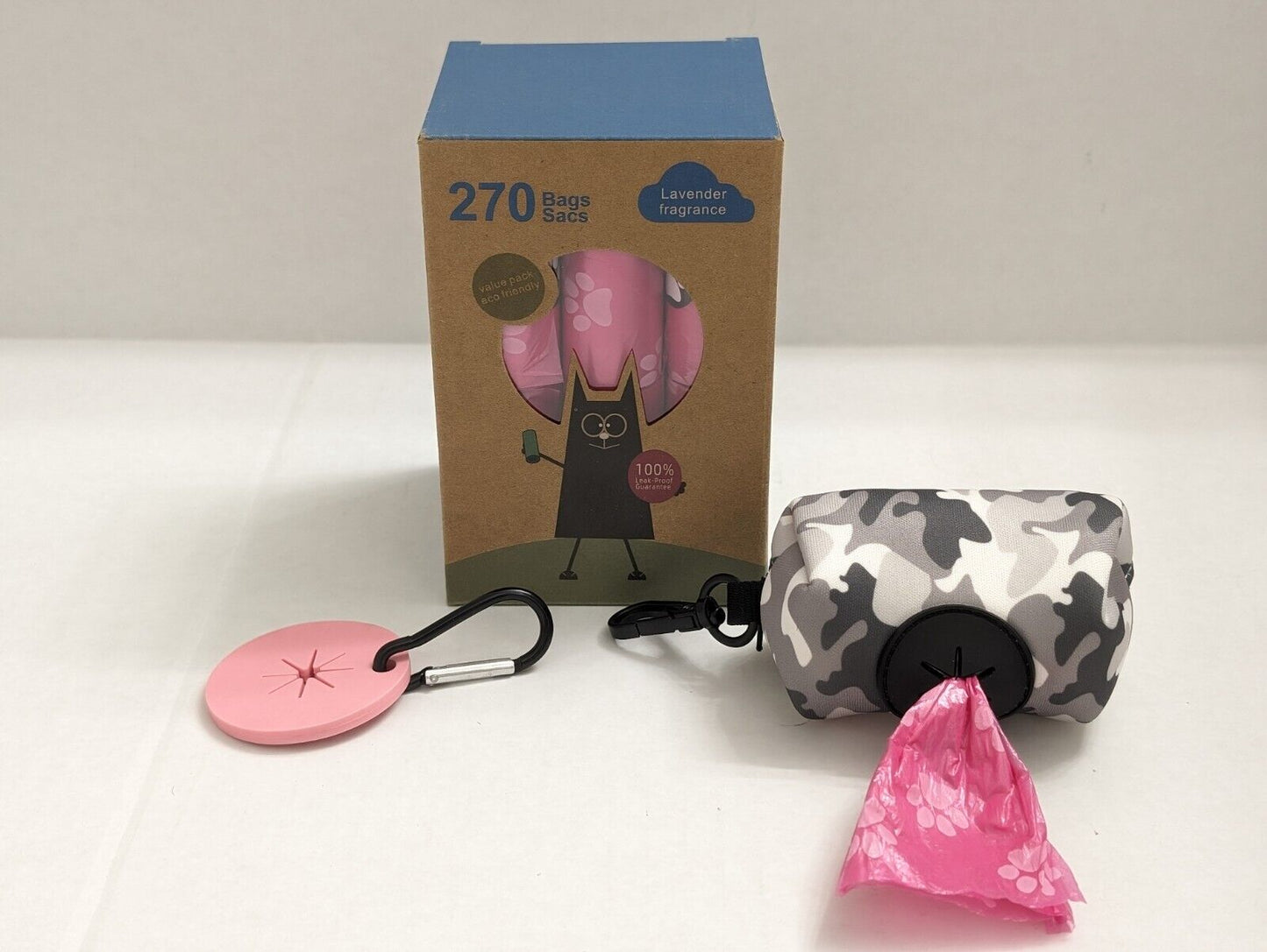 300-570ct Scented Pink Bags + Dispenser 19 or 37 Rolls of Doggie Poop Waste Bags