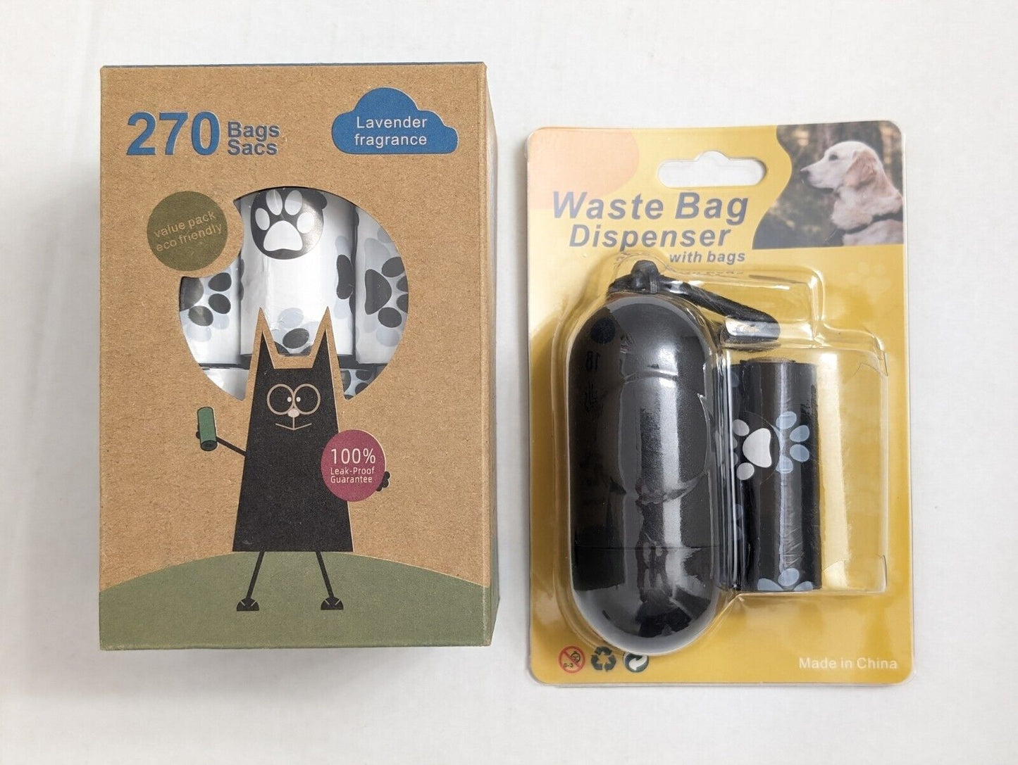300-570ct Scented White Bags + Dispenser, 20-38 Rolls of Doggie Poop Waste Bags