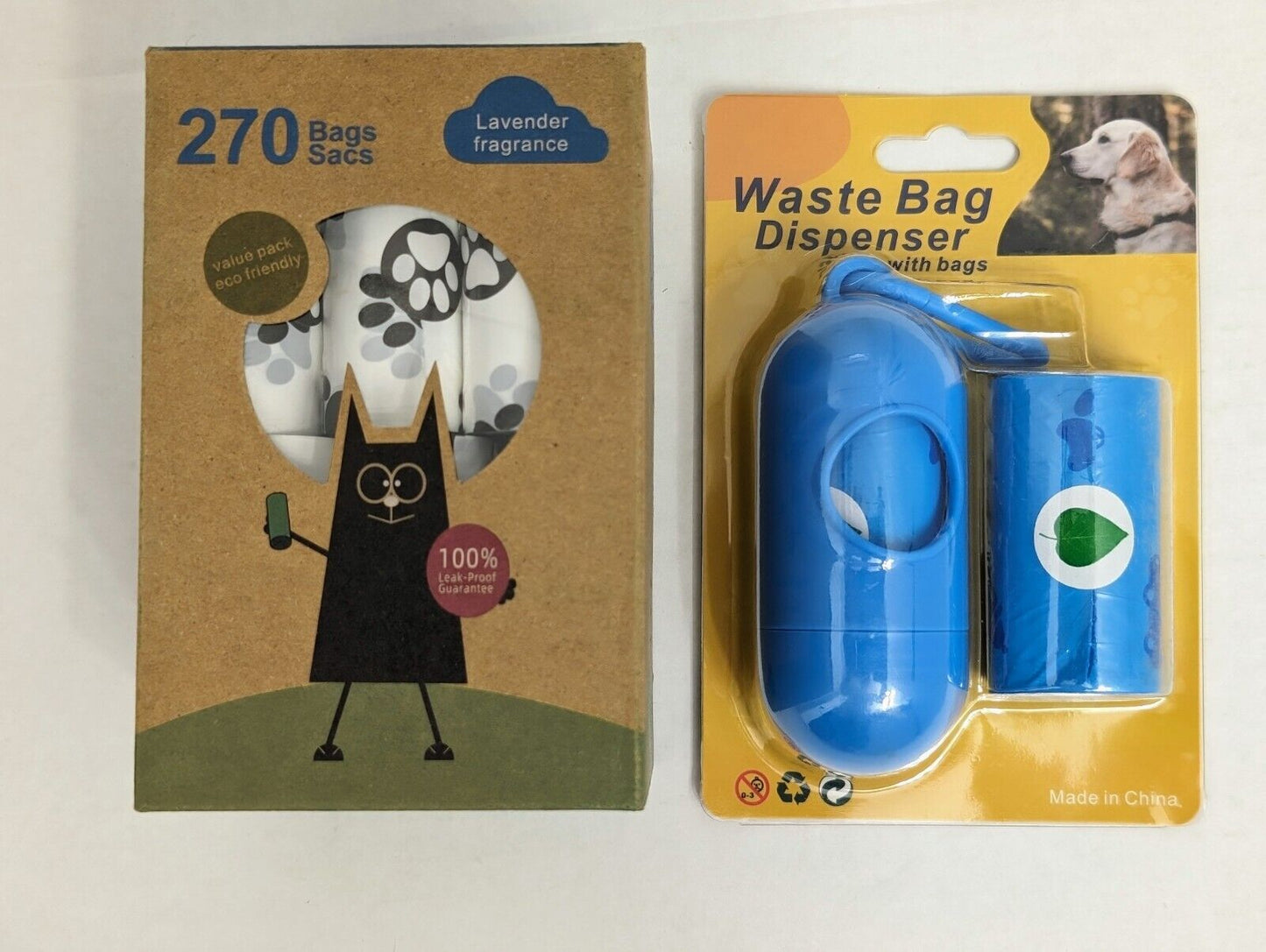 300-570ct Scented White Bags + Dispenser, 20-38 Rolls of Doggie Poop Waste Bags