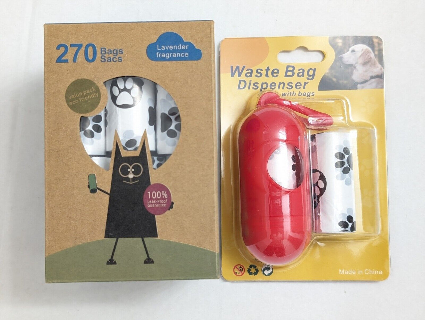 300-570ct Scented White Bags + Dispenser, 20-38 Rolls of Doggie Poop Waste Bags