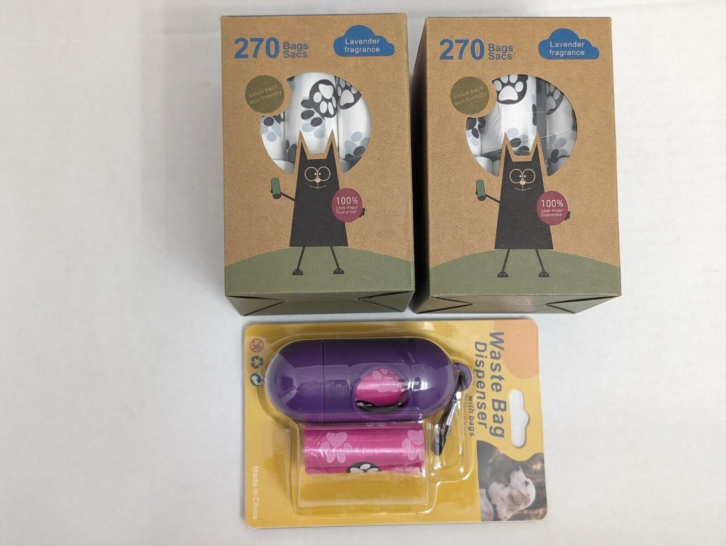 300-570ct Scented White Bags + Dispenser, 20-38 Rolls of Doggie Poop Waste Bags