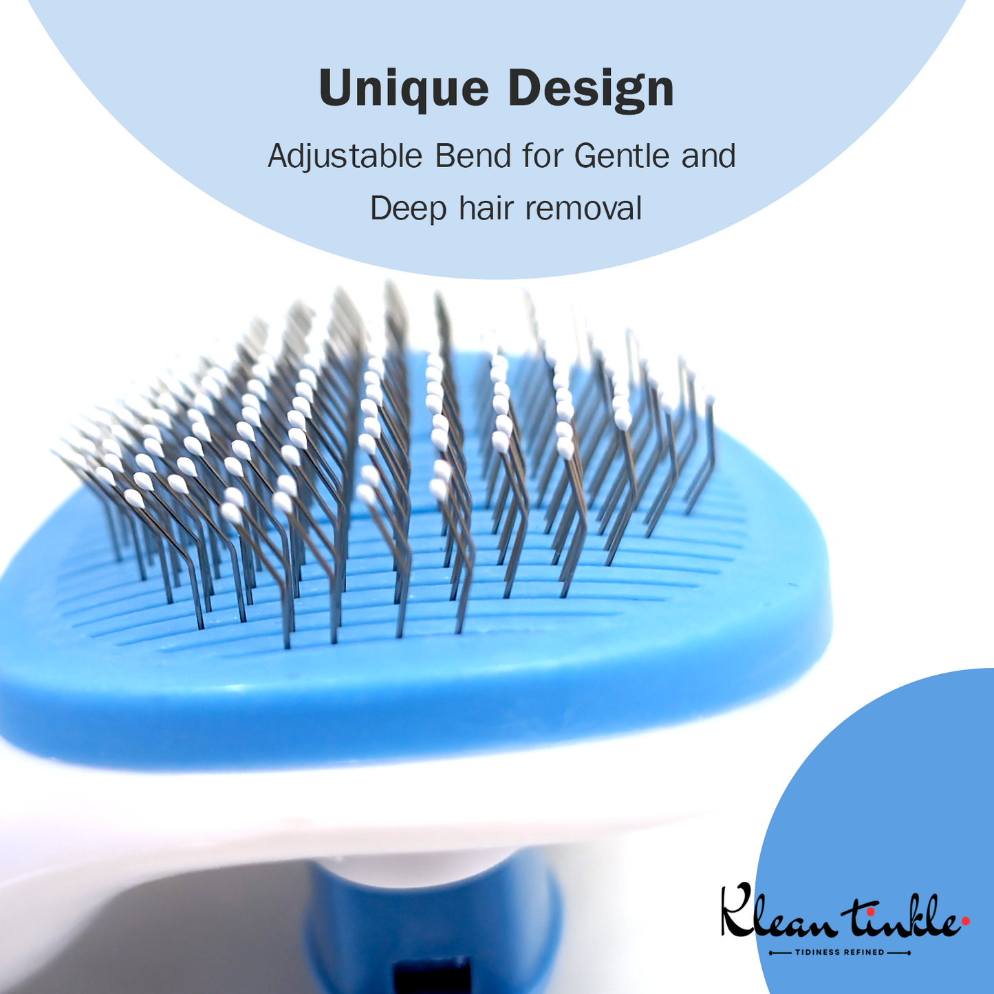 Self-Cleaning Pet Grooming Brush for Dogs & Cats - Deshedding Tool for Short & Long Hair ( Blue )