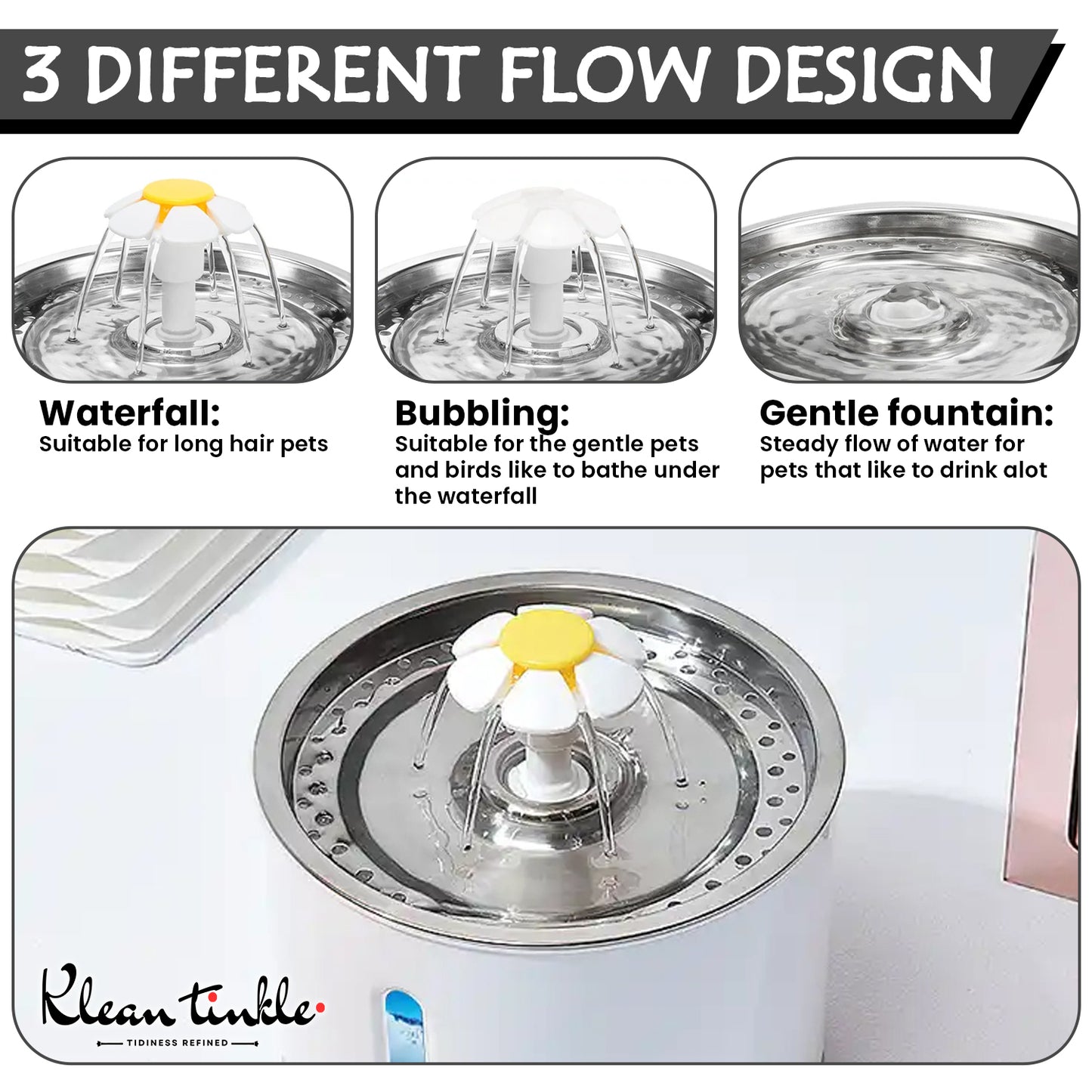 2.4L Cat Pet Water Fountain Automatic LED Drinking Fountain Bowl with 5 Filters