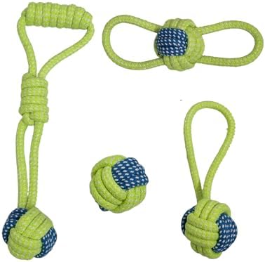 Set of 4 Tug Rope Chew Toys for Dogs - Bite Resistant Cotton Ropes for Aggressive Chewers