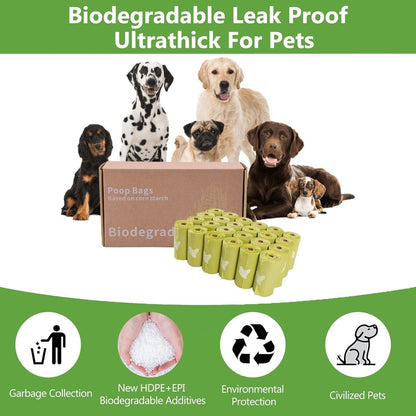 Dog Poop Bags, 24 Rolls/360 Bags with Dispenser and Bag Holder, Dog Waste Bags