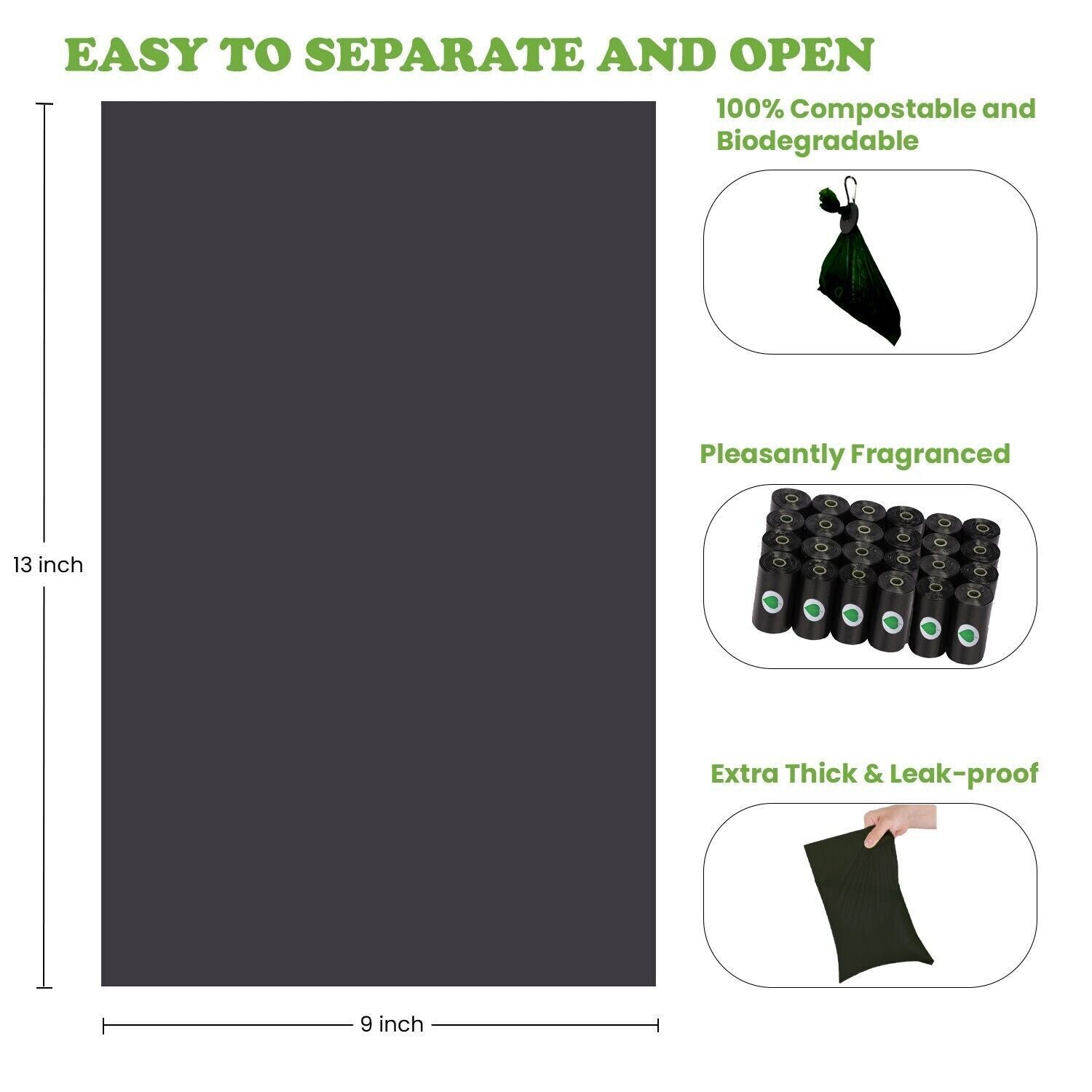 Corduroy Waste Bag Dispenser with 25 Rolls = 375 biodegradable Bags + Bag Holder