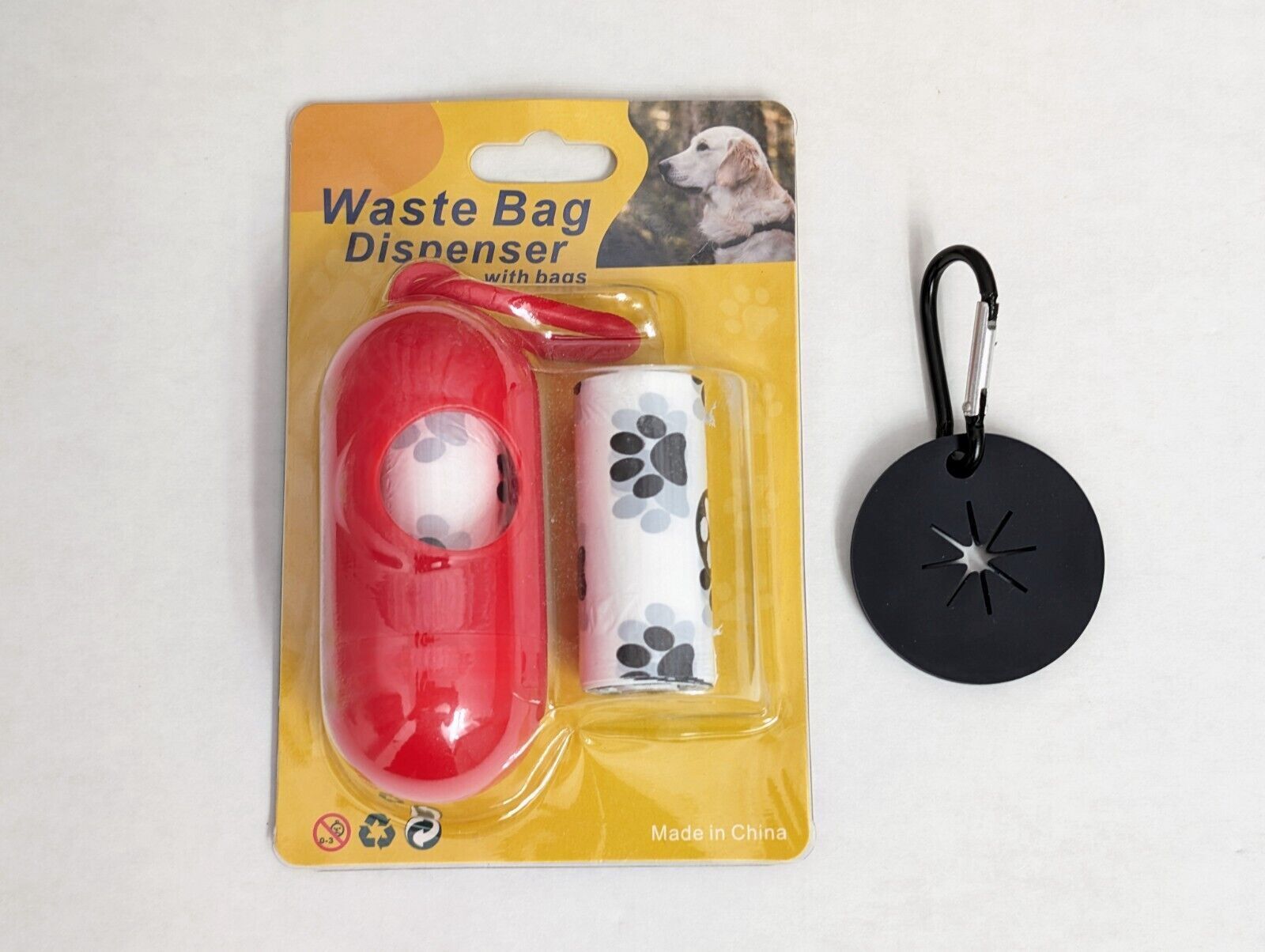 Compostable Dog Waste Bag Dispenser w/ 2 Compostable Poop Bag Rolls + Bag Holder