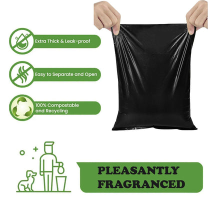 Compostable Dog Waste Bag Dispenser and Bag Holder with 150 poop bags = 15 rolls