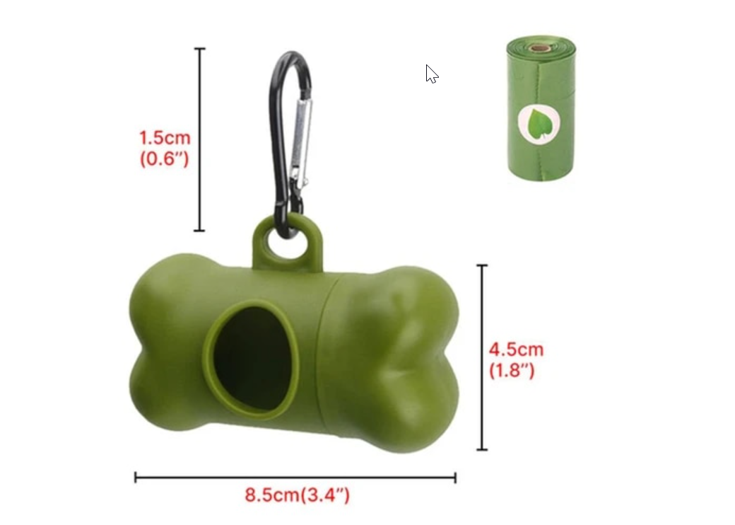 Compostable Dog Waste Bag Dispenser w/ 2 Compostable Poop Bag Rolls + Bag Holder