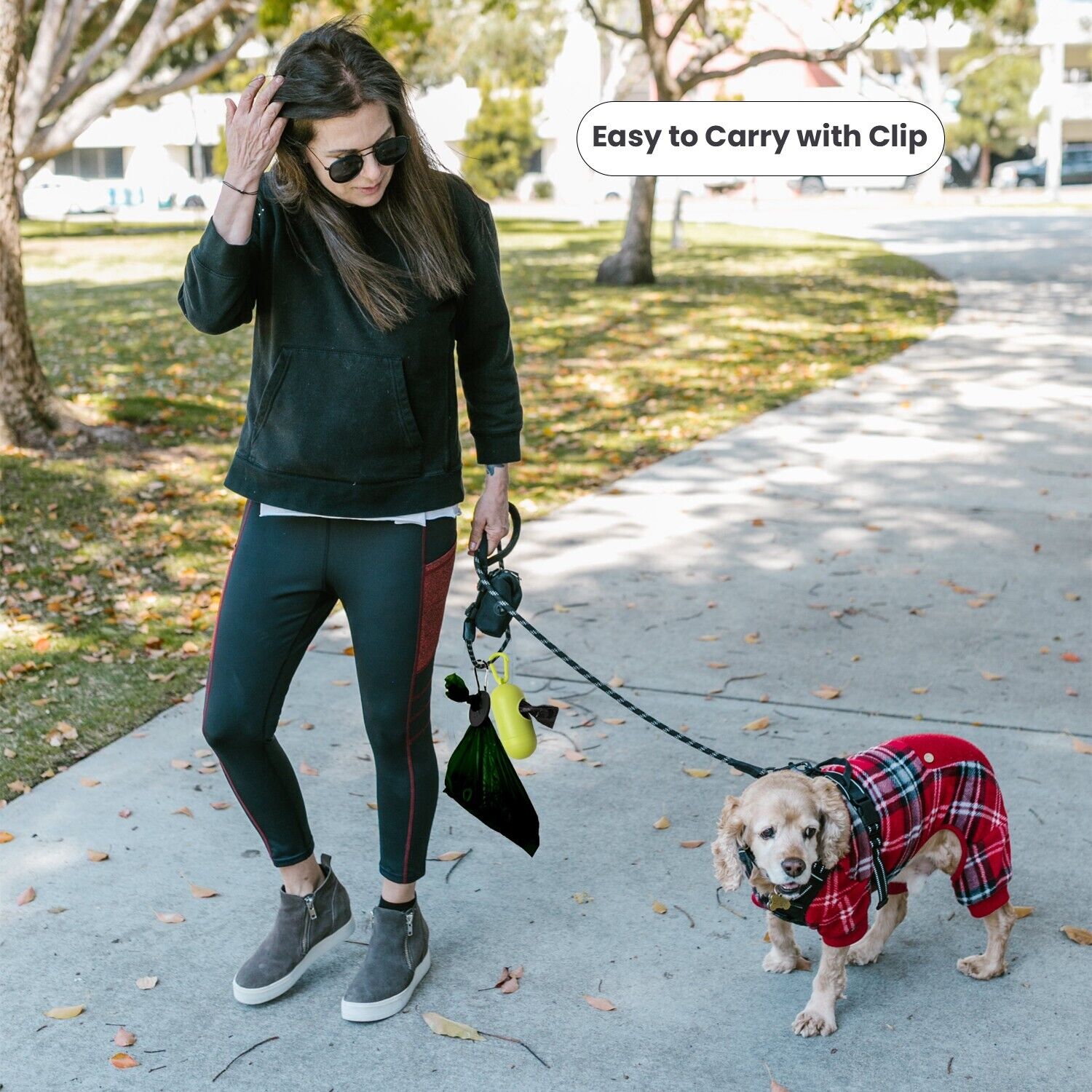 Compostable Dog Waste Bag Dispenser and Bag Holder with 150 poop bags = 15 rolls