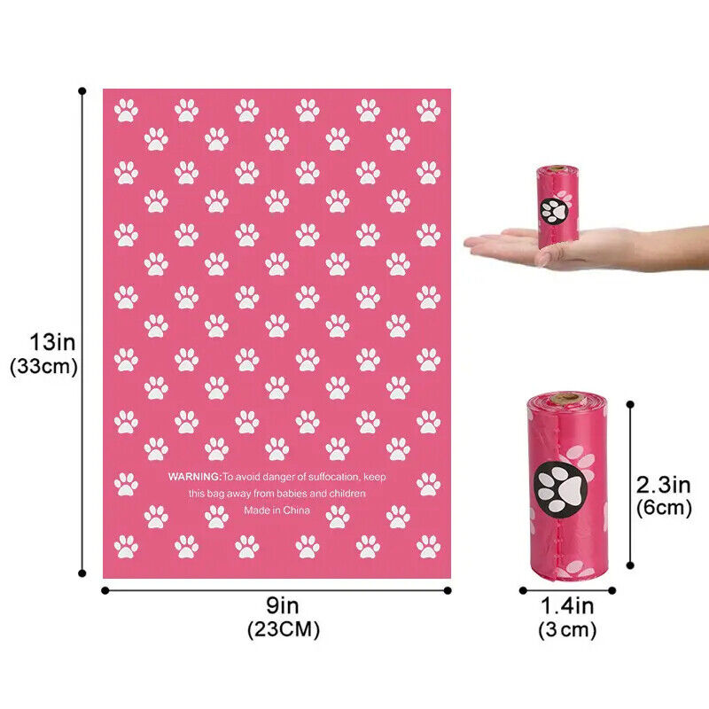 300-570ct Scented Pink Bags + Dispenser 19 or 37 Rolls of Doggie Poop Waste Bags