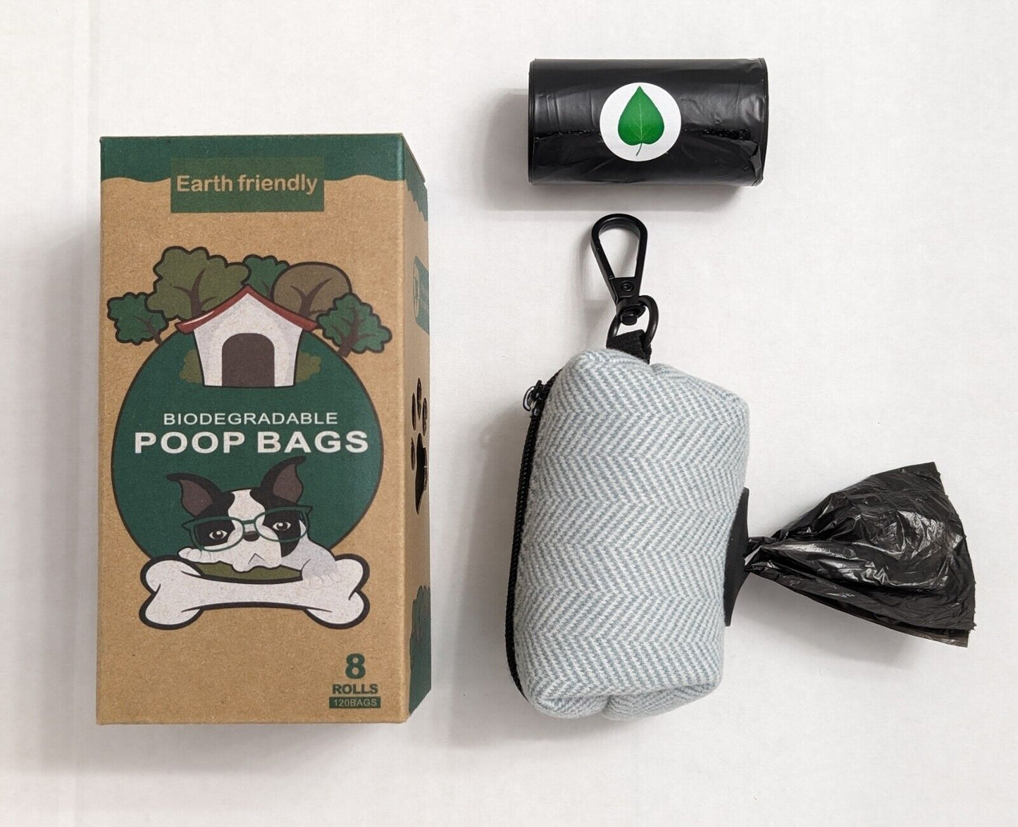 Chic Tweed Dispenser with 135 Scented Black Biodegradable Dog Poop Bags 9 Rolls