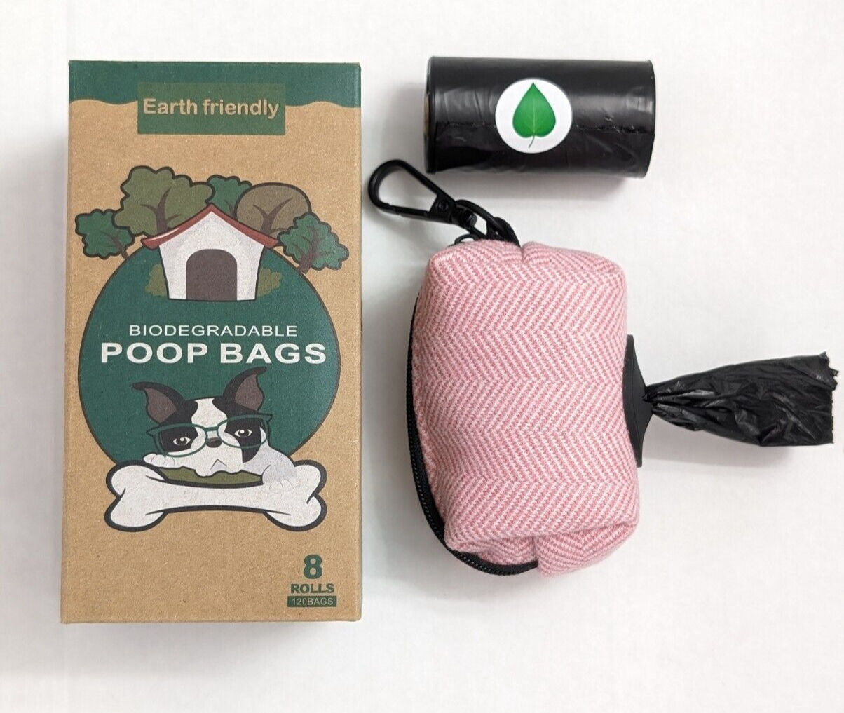 Chic Tweed Dispenser with 135 Scented Black Biodegradable Dog Poop Bags 9 Rolls