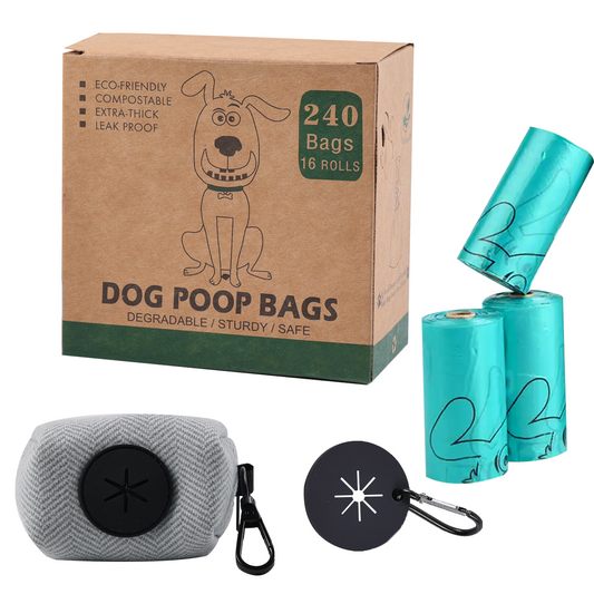 Chic Tweed Dispenser and Bag Holder w/  255 Biodegradable Dog Poop Bags 17 rolls