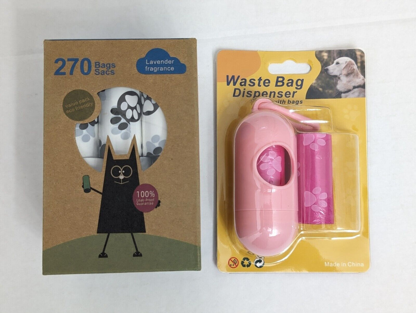 300-570ct Scented White Bags + Dispenser,  20-38 Rolls of Doggie Poop Waste Bags