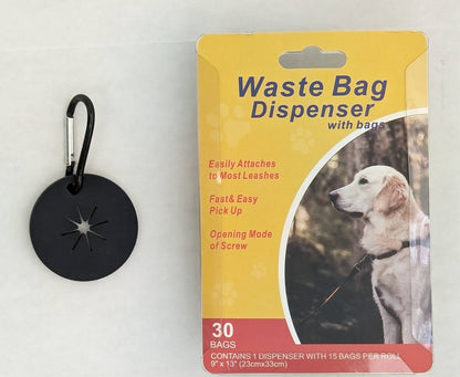 Compostable Dog Waste Bag Dispenser w/ 2 Compostable Poop Bag Rolls + Bag Holder