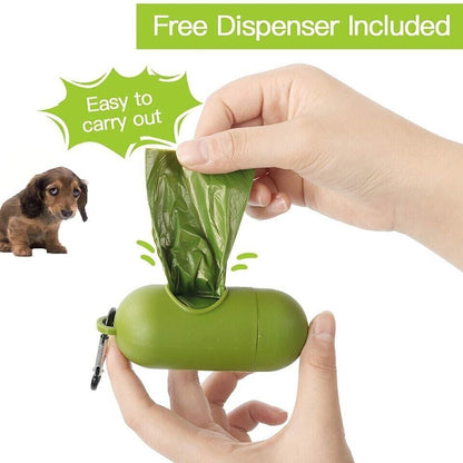 Compostable Dog Waste Bag Dispenser w/ 2 Compostable Poop Bag Rolls + Bag Holder