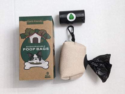 Chic Tweed Dispenser with 135 Scented Black Biodegradable Dog Poop Bags 9 Rolls