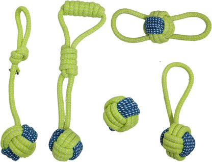 Set of 5 Tug Rope Chew Toys for Dogs - Bite Resistant Cotton Ropes for Aggressive Chewers