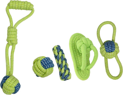 Set of 5 Tug Rope Chew Toys for Dogs - Bite Resistant Cotton Ropes for Aggressive Chewers