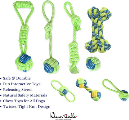 Set of 8 Tug Rope Chew Toys for Dogs - Bite Resistant Cotton Ropes for Aggressive Chewers