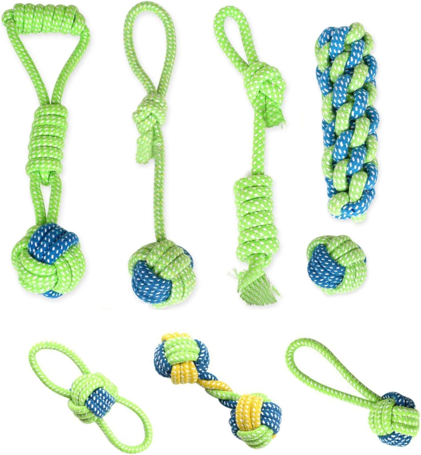 Set of 8 Tug Rope Chew Toys for Dogs - Bite Resistant Cotton Ropes for Aggressive Chewers