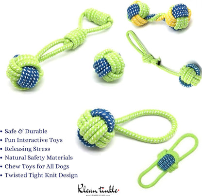 Set of 6 Tug Rope Chew Toys for Dogs - Bite Resistant Cotton Ropes for Aggressive Chewers