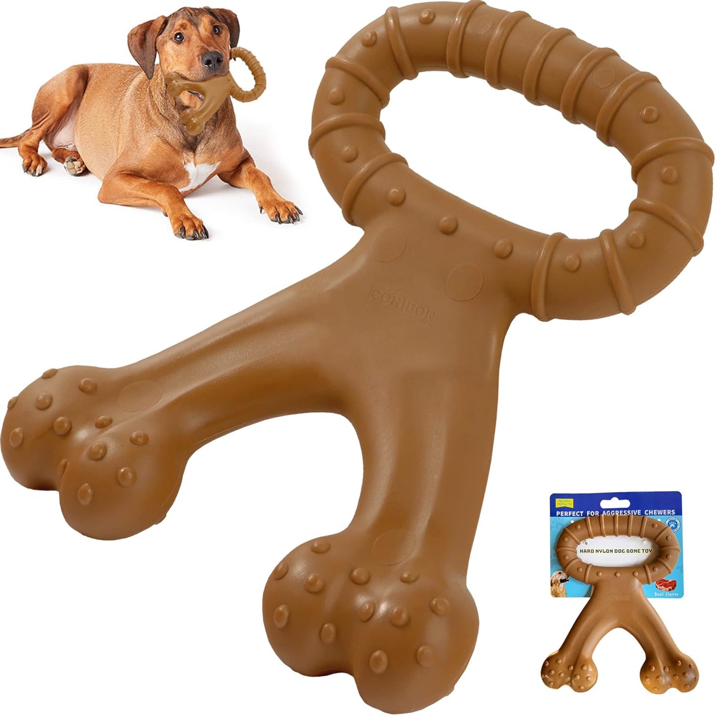 Handled Shaped Wishbone Dog Toy for Aggressive Chewers Long Lasting Chew Toy