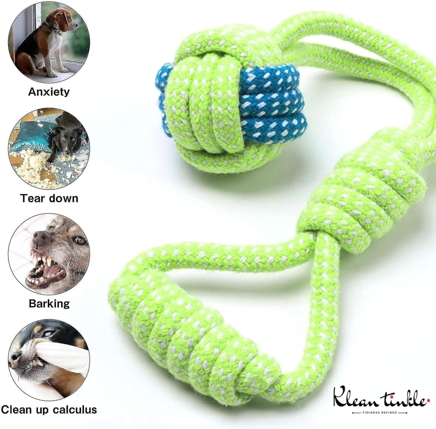 Set of 10 Tug Rope Chew Toys for Dogs - Bite Resistant Cotton Ropes for Aggressive Chewers