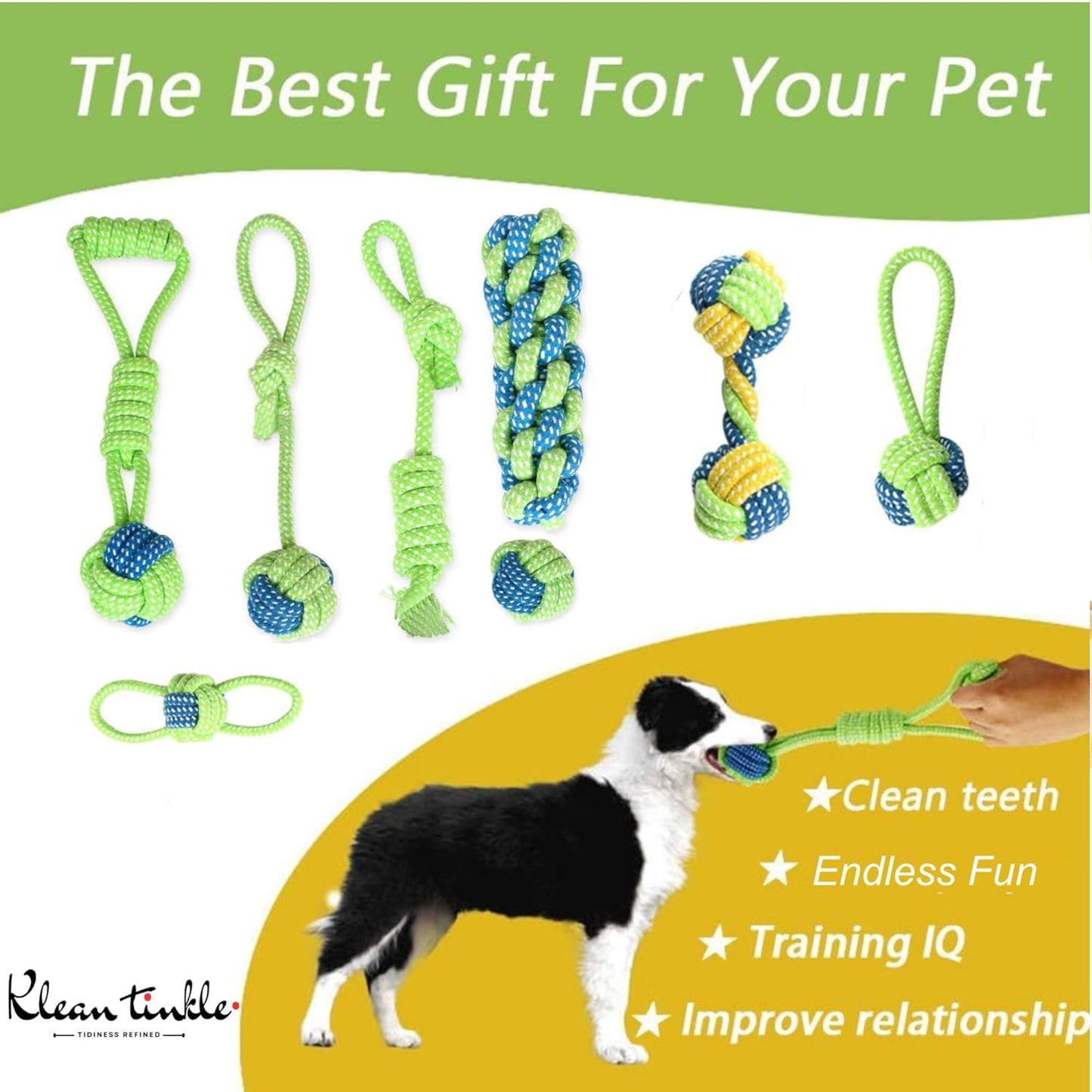 Set of 8 Tug Rope Chew Toys for Dogs - Bite Resistant Cotton Ropes for Aggressive Chewers