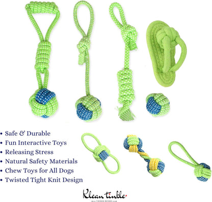 Set of 8 Tug Rope Chew Toys for Dogs - Bite Resistant Cotton Ropes for Aggressive Chewers