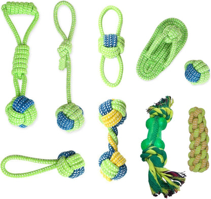 Set of 9 Tug Rope Chew Toys for Dogs - Bite Resistant Cotton Ropes for Aggressive Chewers