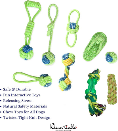 Set of 9 Tug Rope Chew Toys for Dogs - Bite Resistant Cotton Ropes for Aggressive Chewers