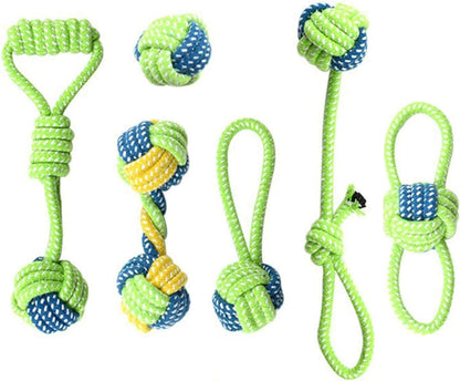 Set of 6 Tug Rope Chew Toys for Dogs - Bite Resistant Cotton Ropes for Aggressive Chewers