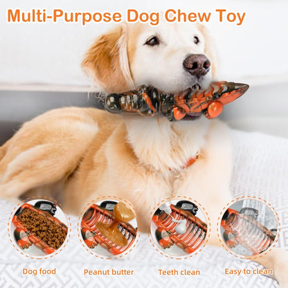 Tough Redish-Orange Alligator Shaped Food-Grade Nylon Dog Chew Toy, Fun For Aggressive Chewers, Treat Fillable