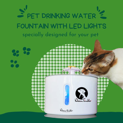 2.4L Cat Pet Water Fountain Automatic LED Drinking Fountain Bowl with 5 Filters