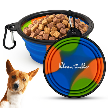 Black Camo Portable Travel Collapsible Foldable Pet Dog Bowl for Food & Water Dish