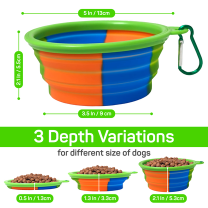 Green Camo Portable Travel Collapsible Foldable Pet Dog Bowl for Food & Water Dish