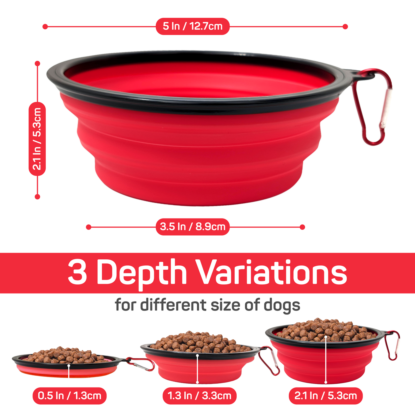 Chic Portable Travel Collapsible Foldable Pet Dog Bowl for Food & Water Dish Different Colors To Choose From