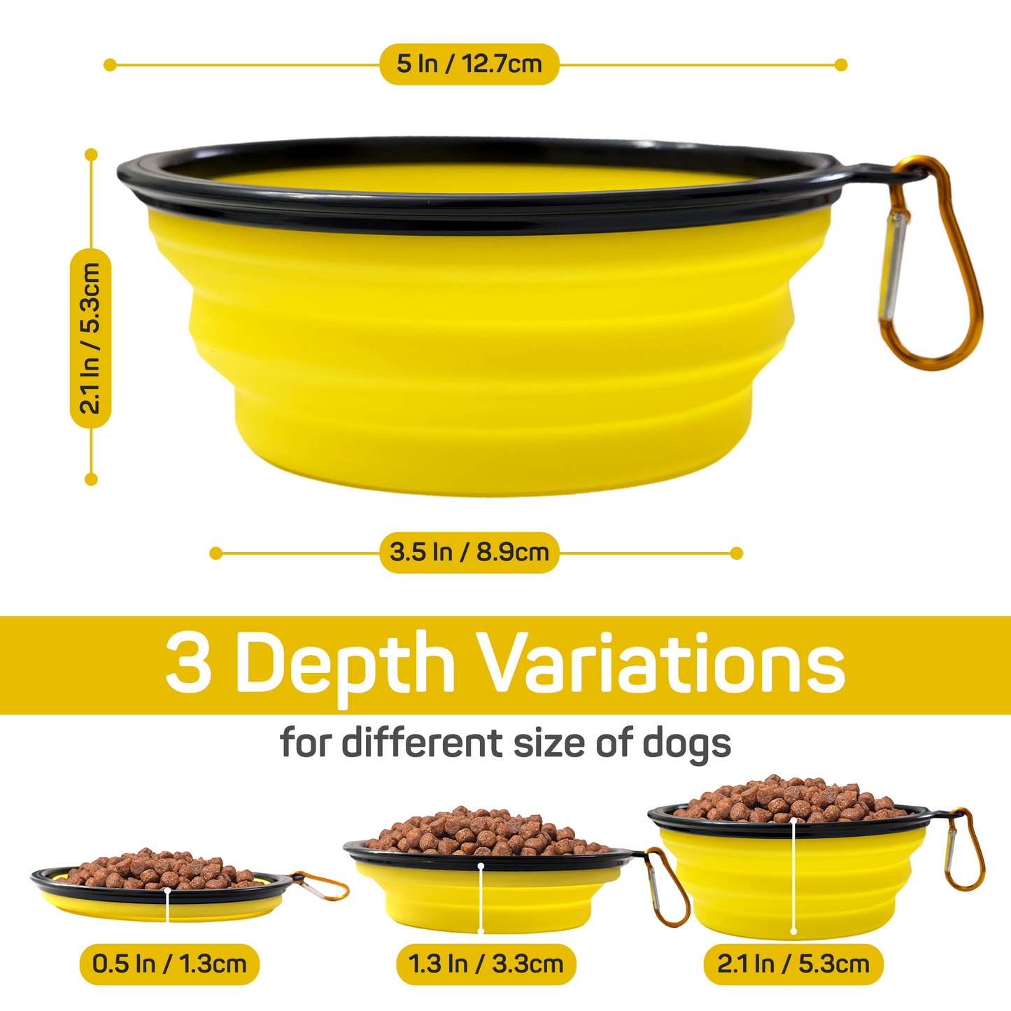 Chic Portable Travel Collapsible Foldable Pet Dog Bowl for Food & Water Dish Different Colors To Choose From