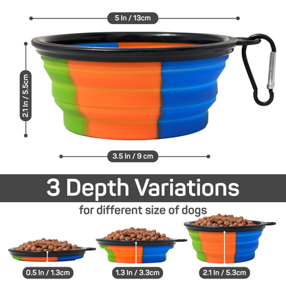 Black Camo Portable Travel Collapsible Foldable Pet Dog Bowl for Food & Water Dish