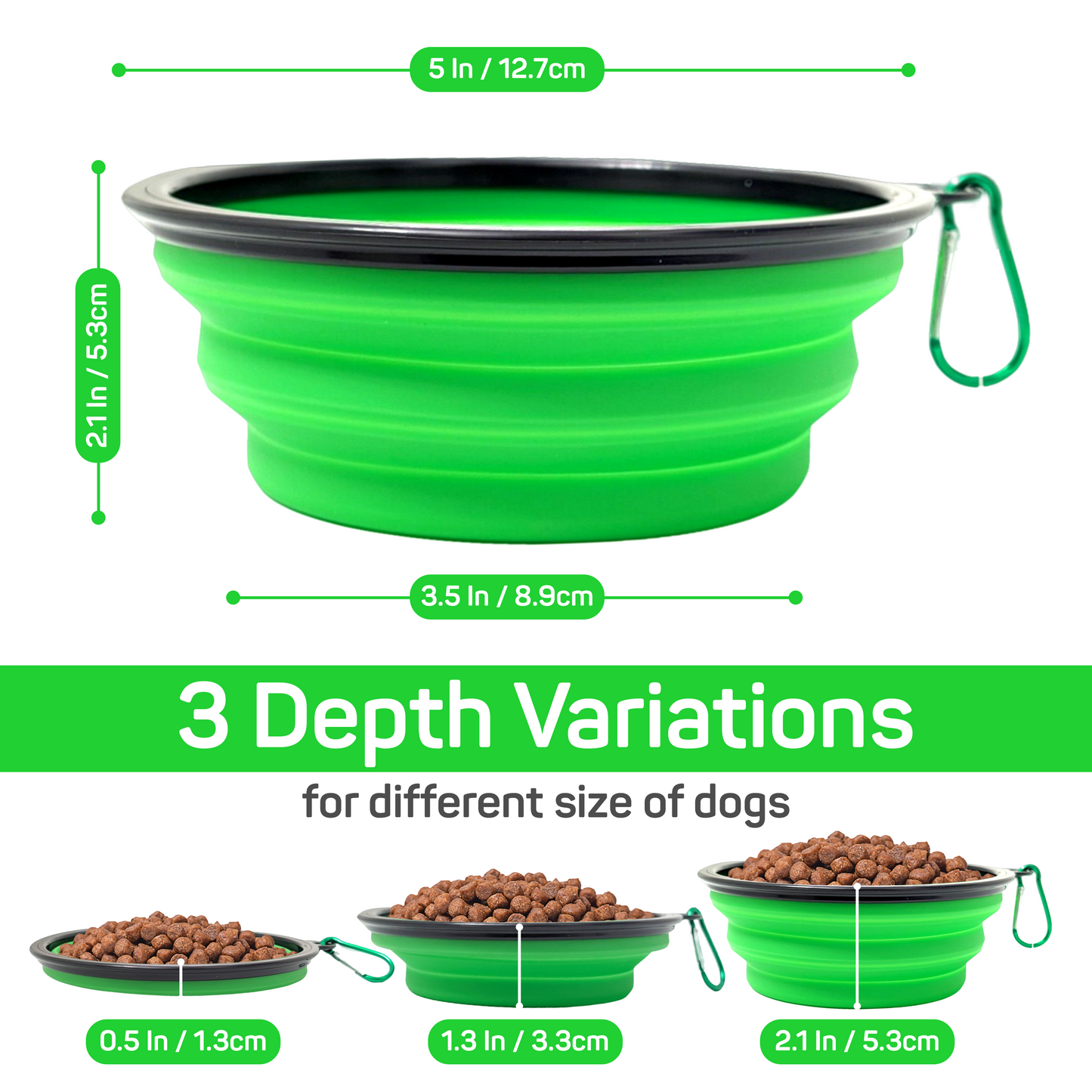 Chic Portable Travel Collapsible Foldable Pet Dog Bowl for Food & Water Dish Different Colors To Choose From