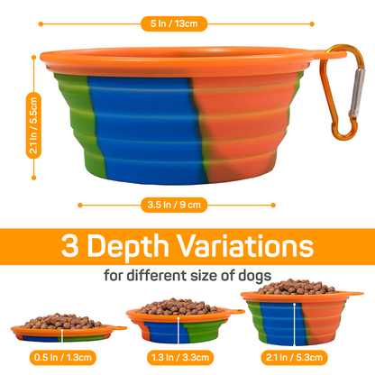 Camo Portable Travel Collapsible Foldable Pet Dog Bowl for Food & Water Dish