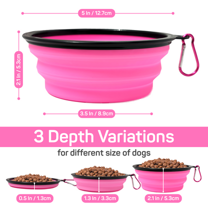 Chic Portable Travel Collapsible Foldable Pet Dog Bowl for Food & Water Dish Different Colors To Choose From