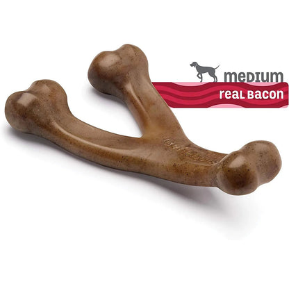 Benebone Wishbone Dog Chew Toy for Aggressive Chewers, High Quality Nylon with Real Bacon Flavor, Medium Sized