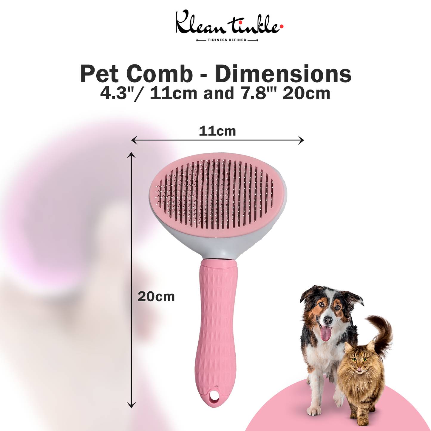 Self-Cleaning Pet Grooming Brush for Dogs & Cats - Deshedding Tool for Short & Long Hair ( Pink )