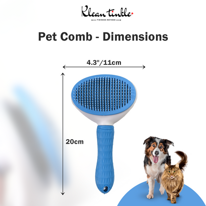 Self-Cleaning Pet Grooming Brush for Dogs & Cats - Deshedding Tool for Short & Long Hair ( Blue )