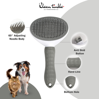 Self-Cleaning Pet Grooming Brush for Dogs & Cats - Deshedding Tool for Short & Long Hair ( Gray )